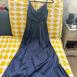 Marine Blue Silk Prom/Formal Dress
